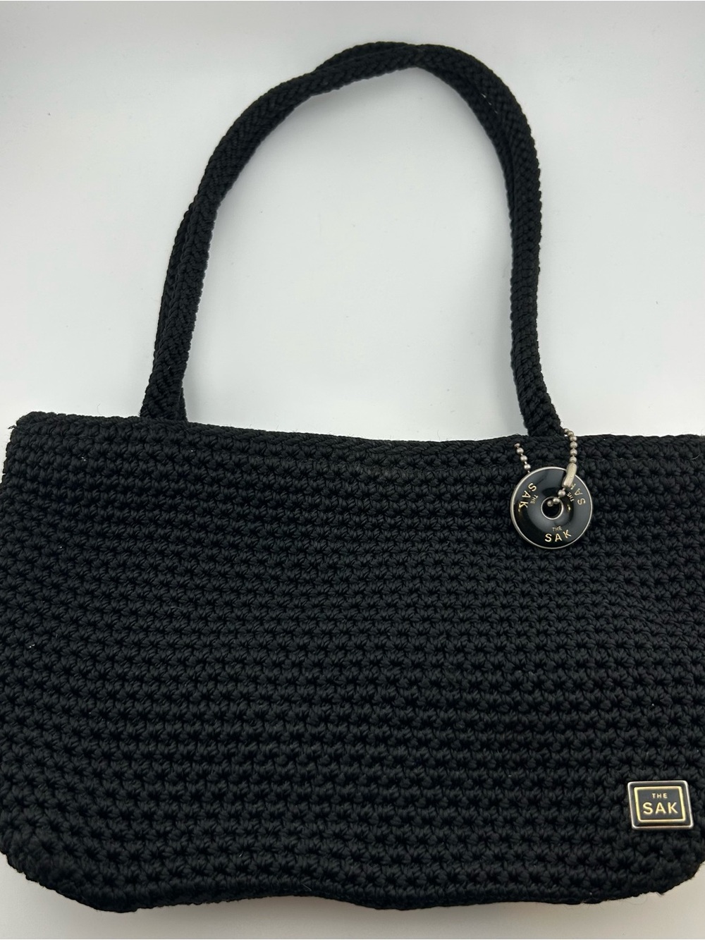 The Sak Black Crochet Double Handle Shoulder Bag Y2K Boho Purse